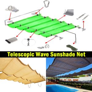 Kits 0.9m largeur télescopique vague pare-soleil Net maison jardin Pergola rétractable parasol voile Antiuv terrasse piscine auvent