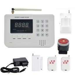 Kits (1 ensemble) Sécurité à domicile 433MHz SIM GSM PSTN Double système d'alarme de réseau PIR Détecteur Porte de porte Fire de fumée