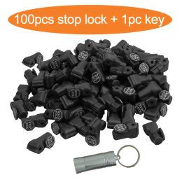 Kits (100+1) PCS Security Stop Lock 6mm Winkelwinkel Display Hook Anti Diefstal Stoplock met magnetische sleutel Detacher Antitheft Red/Black