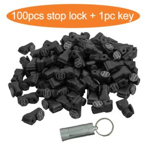 Kits (100 + 1) PCS Sécurité Stop Lock 6 mm Shop Affichage Affichage Anti Vol Staglock avec touche magnétique Detacher Antitheft Red / Black