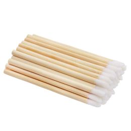 Kits 100 / 200pcs lèvres baguettes d'usine en nylon respectueuse de maquillage de maquillage jetable applicateur à lèvres avec des poignées en bois de bambou