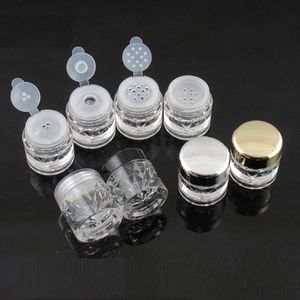 Kits 100 stcs 3g losse poeder potten met ran maas lege DIY nagel glitter containerverpakkingskastje zwarte dop diamantvorm gratis verzending