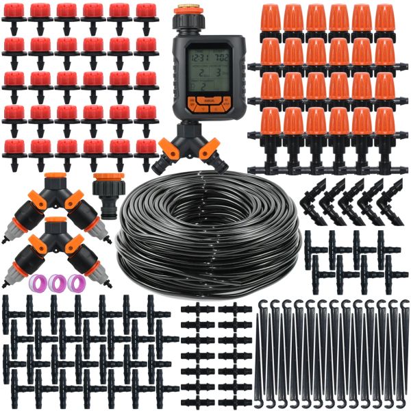 Kits 1050M 1/4 '' Riego por Goteo de Jardín Kit de Riego Automático Sistema de Aspersor de Nebulización Juego de Goteros para Plantas de Césped Bonsai Invernadero