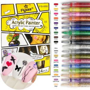 Kits 12/18/24Colors Nail Art Graffiti Pen Set Waterdichte tekening Schildervoering Schildervoering Diy Acryl Pen Kleurrijke schoonheid Manicure Tools