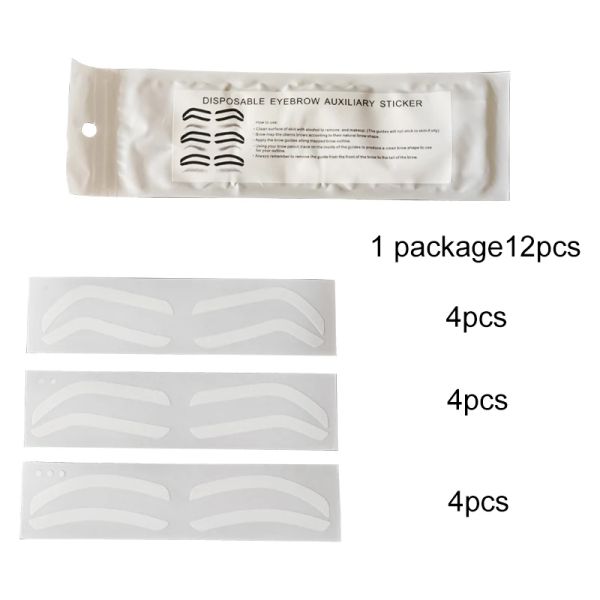 Kits 12pcs Microblading Cejil de cejas Guía de cejas Plantilla auxiliar de la ceja Cintas de forma de cero para la herramienta de maquillaje de máquina de aerógrafo
