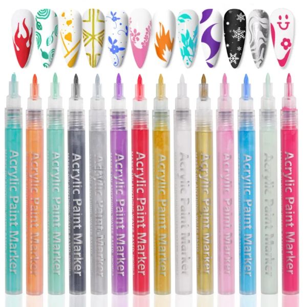 Kits 12 pièces Nail Art Graffiti stylo coloré étanche dessin peinture Liner brosse vernis à ongles stylo bricolage Nail Art décor accessoire