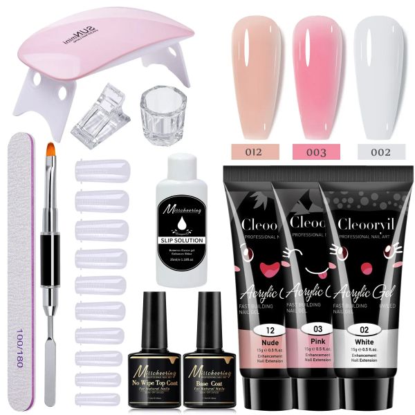 Kits 12pcs / Set Clear Gel Gel Polish Polish Couleurs Push Set Extend Extension Brush Brush Builder 15 ml Gel UV Kit de manucure Gel