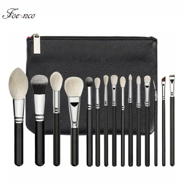 Kits 15pcs Broussages de maquillage de cheveux synthétiques noirs Powder Foundation Blusher Contour Contour de maquillage