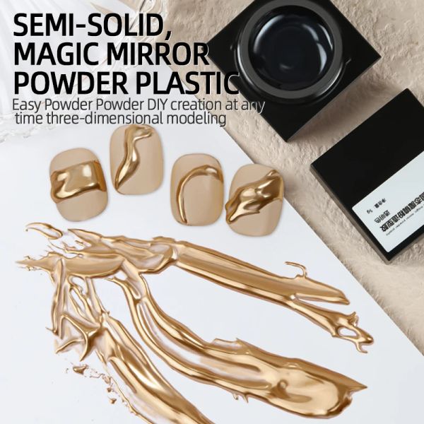 Kits 2023 Nouveau semi-solide Miroir Miroir Modèle Powner Gel Polon avec miroir Pouiche à ongles Tranparent Glue à ongles Fabrice sur les ongles LED UV