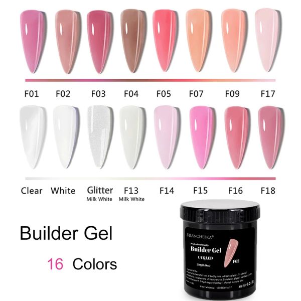 Kits 250 ml Builder Gel Camouflage UV Gel Nail Art Art Cosmetics Gel transparent Gel transparent étendant Gel Bounder White Builder