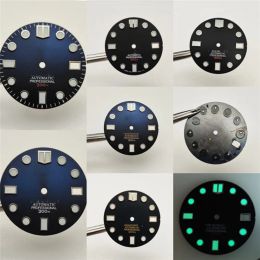 Kits 28,5 mm mot or 300 Black x Gradient Blue Watch Dial pour NH35 / NH36 C3 Pièces de cadran lumineux vert fort vert