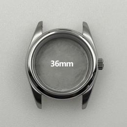 Kits Caja de reloj de 36 mm 316L Casa de vidrio de zafiro de acero inoxidable de acero inoxidable se adapta a NH35 NH36 4R35A 4R36A Movimiento, corona de jornada