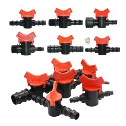 Kits 4/8/10/10/16/20/25 mm Slang Barb Mini Valve 1/2 3/4 "Thread x 1/4 3/8 1/2 3/4 1inch Garden Tap Connectors PE Pipe Fitting