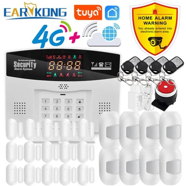 Kits 433MHz Zona cableada inalámbrica 4G SIM TUYA GSM SEGURIDAD DE ALMA DE ALMACENTA DE HOME LED Pantalla host Smart Life Control Alexa Google