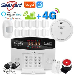 Kits 4G SIM TUYA SMART BROWLAR HOST GSM SEGURIDAD DE ALMA DE ALMA DE SEGURIDAD DEL HOGAR 433MHz Zona inalámbrica Control de aplicaciones remotas Alexa