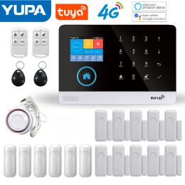 Kits 4G WiFi Alarm System Tuya Smart Life App Control for Home Security Alarm PIR Sensor Door Sensor Smart Home Kit Brandalarmpaneel