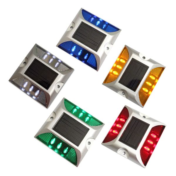 Kits 5pcs/lote impermeable LED solar vías solares uñas reflectantes de advertencia de tierra constante sobre la luz