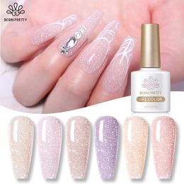 Kits 6 flessen 10 ml jelly roze glitter gel Poolse kit geboren mooie flitsende sprankelende gel Poolse set doorschijnende pure gel nagellak