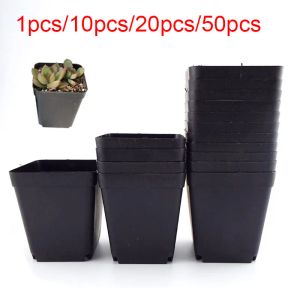 kits 8*7*5 cm plantenpot plastic bloempotten creatieve kleine vierkante potten voor vetplanten tuindecoratie zwart