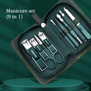 Kits 9 PCS Manicure Set met lederen Case roestvrijstalen nagelklipperbestand Dead Skin Push Professional Foot Face Care Tool Kits