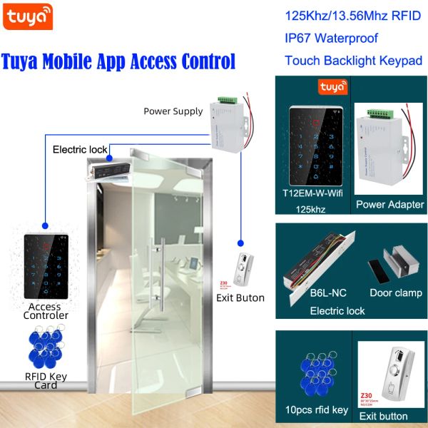 Kits Access Control System Kit Kitypad WiFi Tuya App Control de acceso 125kHz 13.56MHz RFID Keyapd Lector de Wiegand Standalone Wiegand