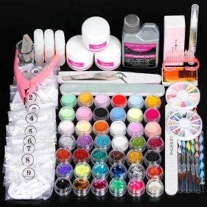 Kits Kit d'ongle acrylique pour Extension Art poudre acrylique paillettes acrylique liquide brosse à ongles ensemble d'outils Kit professionnel Kit de manucure complet