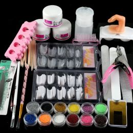 Kits Kit d'ongle en acrylique avec léger UV et manucure en poudre en acrylique NO avec acrylique Liquide Nail Powling Powder en acrylique