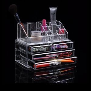 Kits acryl transparante make -up organizer opbergdozen vormen een organisator voor cosmetica -borstel organisator thuisopslagladen type