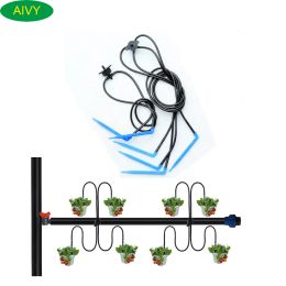 Kits AIVY Manguera de jardín de 3/5 mm con flecha de goteo Sistema de riego del transmisor de 4 vías para riego de plantas de invernadero