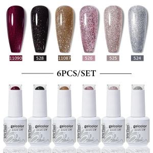 Kits Arte Clavo 4/6/8/10 stks Kerstgel nagellak Set Glitter Winter 411 kleuren UV LED NAK ART GEL SEMI SEMI PERANTIEVE BASE TOP VRAAG