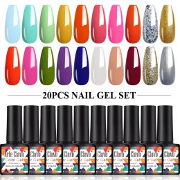 Kits Arte Clavo Gel Ord Neund Rustold 20pcs Varnishs Hybrides UV LED GEL KITS TOP BASE COAT POUR LES Nails Art Manucure Gel Polon