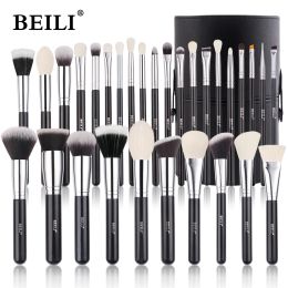 Kits Beili 25/30/42 Pièces complètes Brushes de maquillage professionnel Set Feed Foundation Powder Natural Goat Synthetic Hair Black