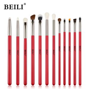 Kits Beili Red Eye Make -up borstel Set Goat Hair Pony Hair Synthetisch Haar Oogschaduw Blending Make -upborstel Set Professional