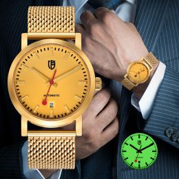 Kits Berny Watch voor mannen Automatisch Zelfwind Gold Watch Luxuremerk Super Luminous Mechanical Swiss Railroad Polshipwatch Men 5ATM