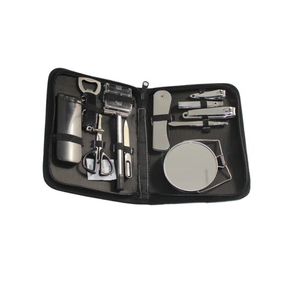 Kits Big Men Boy Regalo Viaje Viaje Manicura de uñas Kit de aseo incluye Nail Clipper Tweezer Mirror de uñas Razor Scazor