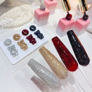 Kits couleurs rouge noir gel pailleté réfléchissant vernis à ongles semi-permanent uv ongle vernis vernis hybride étincelant gel pour ongles conception d'art