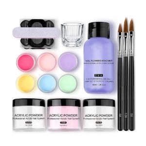 Kits Gloednieuwe Hot Sale Diy Nail Art Kit met Acryl Monomeer Liquid Powder System Kit met 6 -kleuren nagel snijwerkpoedergereedschap