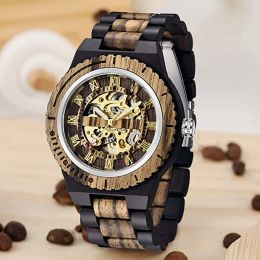 Kits Men Business Mecánicos Relojes de madera de madera para hombres Reloj de madera. Buckle Buckle Automatic Luxury Fashion Watches Relogio Masculino