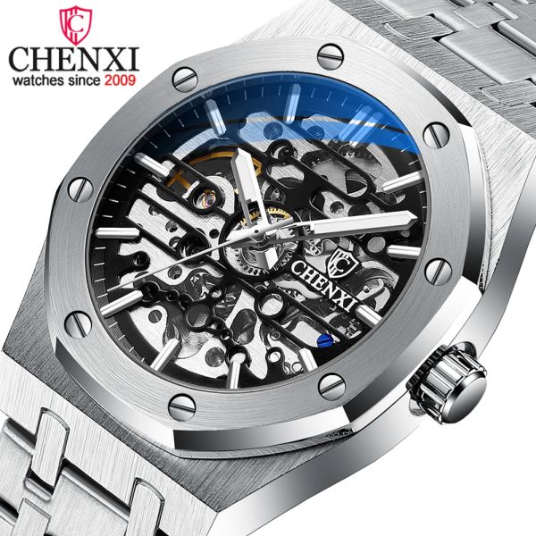 Kits Chenxi Automatic Mens Watchs Top Brand Brand Mechanical Tourbillon Wrist Watch Imperproofing Business In colowing Steel Sport Mens Watches