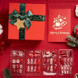 Kits Cadeau de Noël pour les filles Kits de faux ongles Faux avec la lampe UV Presse sur les ongles de Noël faux kit d'ongle Femme Fashion False Nail Suit