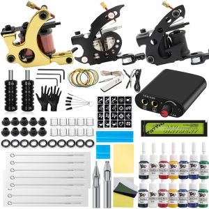 Kits Complete tattoo-machines Geweersets Kleureninktset Voeding Handvatten Body Art-gereedschapset Permanente make-up Tattoo-set voor beginners