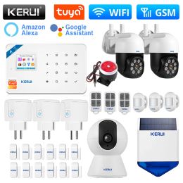 Kits Corina W181 AlarmSysteem WiFi GSM Alarm Smart Home Kit Tuya Smart Onerduning Alexa Motion Sensor Detector Outdoor Solar Sirene