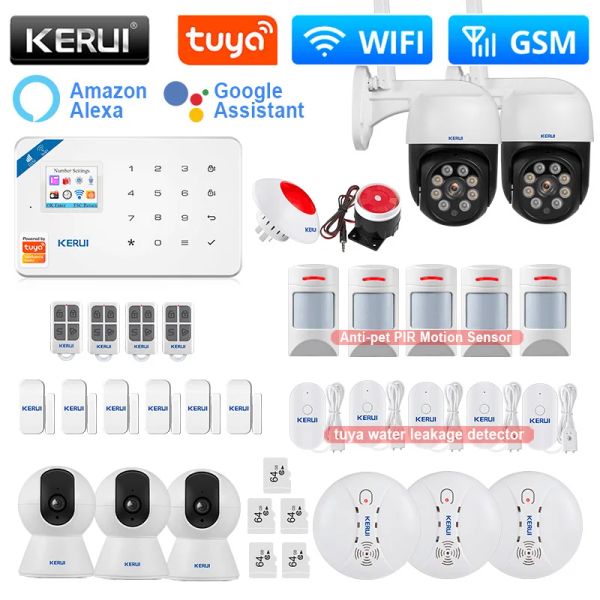 Kits Corina W181 Sécurité à domicile Alarmen Wifi GSM Tuya Smart ONDERSTEUNING ALEXA Google Home Antipet Motion Sensor Water Lekkage Detecto