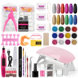 Kits Coscelia acrylique poudre et liquide Set ongle Lampe à ongles LAMPE DROCK PROCHE GLITTER DÉCORIE DE MANICURE DE MANICURE