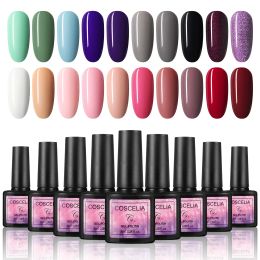 Kits Coscelia Gel Neug Rustrol Ensemble Semi Permanent Gel Vernis Base Top Batter 8 ml Faire trempage de la manucure de gel UV Gel Nail Nail Fil à ongles