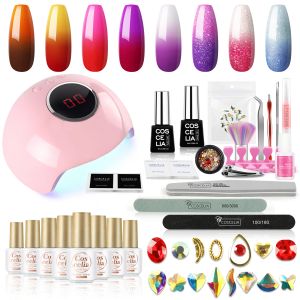 Kits Coscelia Température Changement de ongles Gel Polish Set LED / UV Lampe pour les paillettes de manucure à ongles Faire tremper le gel Verniter d'outils