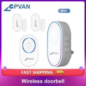 Kits CPVAN Wireless Doorbell Alarmsysteem Smart WiFi Deur Bell Strobe Siren Tuya App 58 Geluidscompatibel Home Security Alarm System