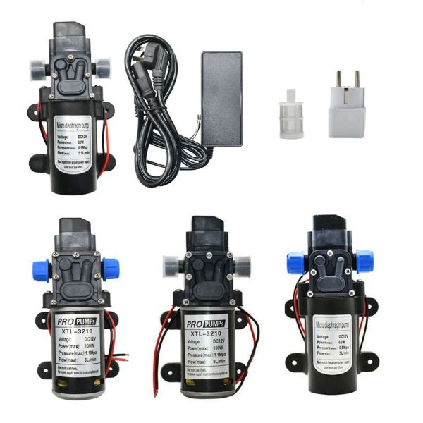 Kits DC 12V 60W 80W 100W Micro bomba de agua de diafragma lavado de coches riego de jardín bomba de refuerzo autocebante con 18mm 1/2 hilo