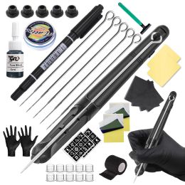 Kits DIY 3D Kit de tatouage à la main et bâton avec aiguilles à encre, ensemble d'accessoires pour l'art corporel, bâton à main, pratique du tatouage pour débutants