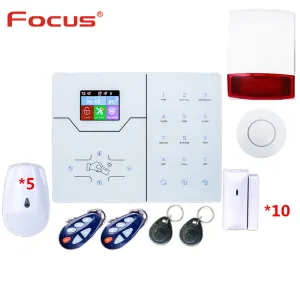 Kits DIY Frans menu Havgw WiFi Alarm GSM Smart Home Security Alarm System met touchscreen Tekstmenu Alarmsysteem ingebouwd in sirene
